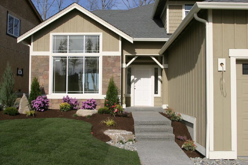Front entry with new landscaping
