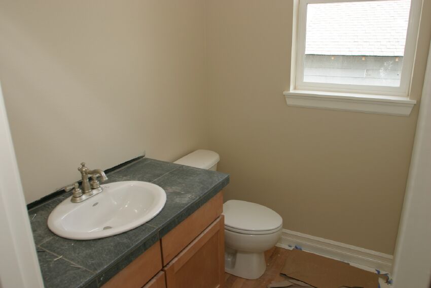 Powder room - sinks and toilets are installed