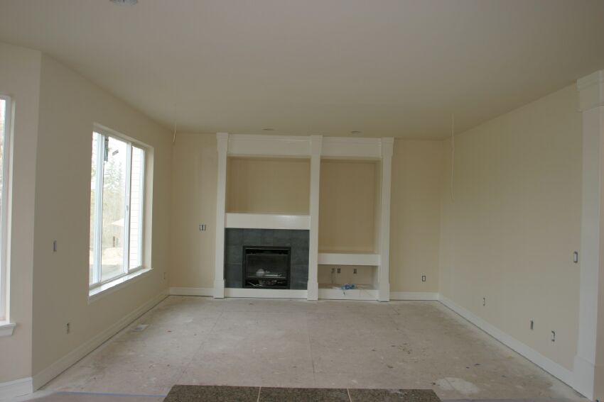 Family room with finish trim and paint